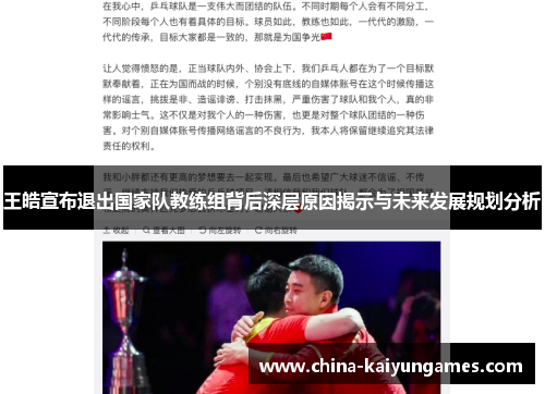 王皓宣布退出国家队教练组背后深层原因揭示与未来发展规划分析